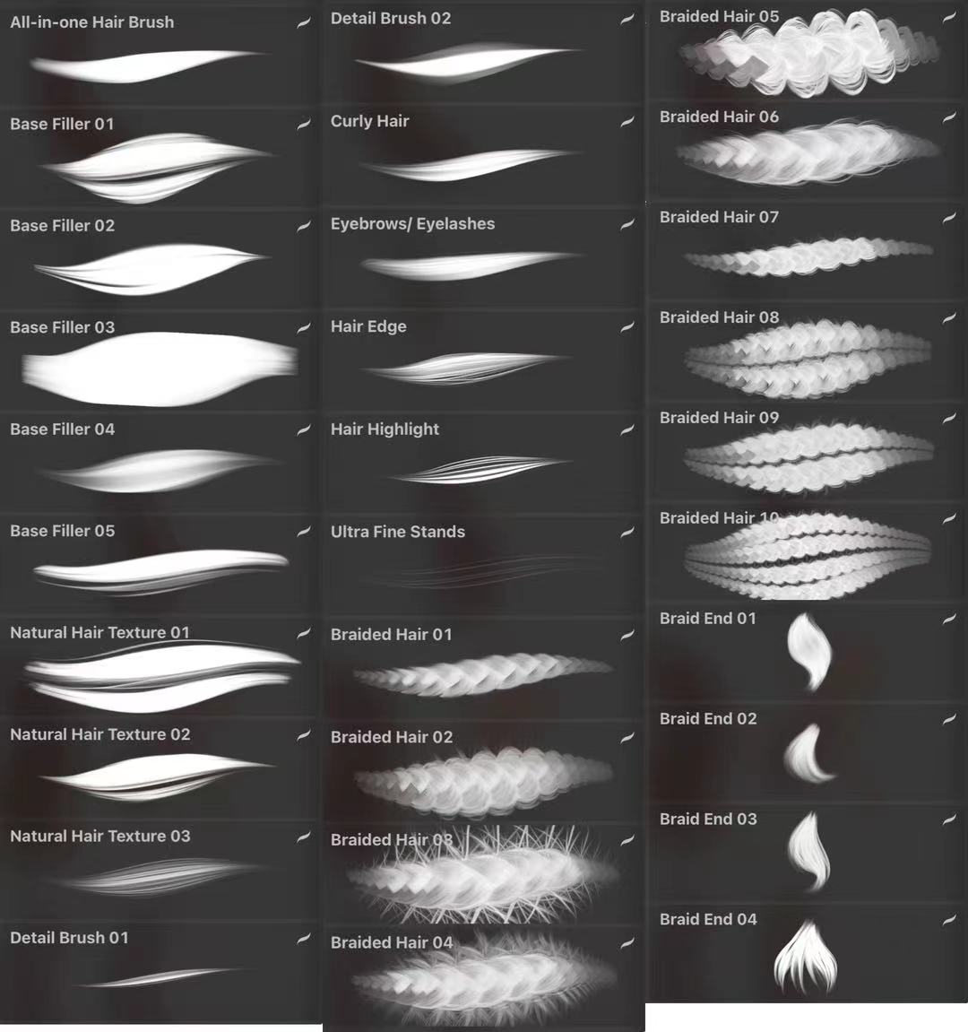 Realistic Hair Brush Set for Procreate