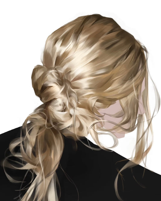realistic blonde braided hair painted in Procreate