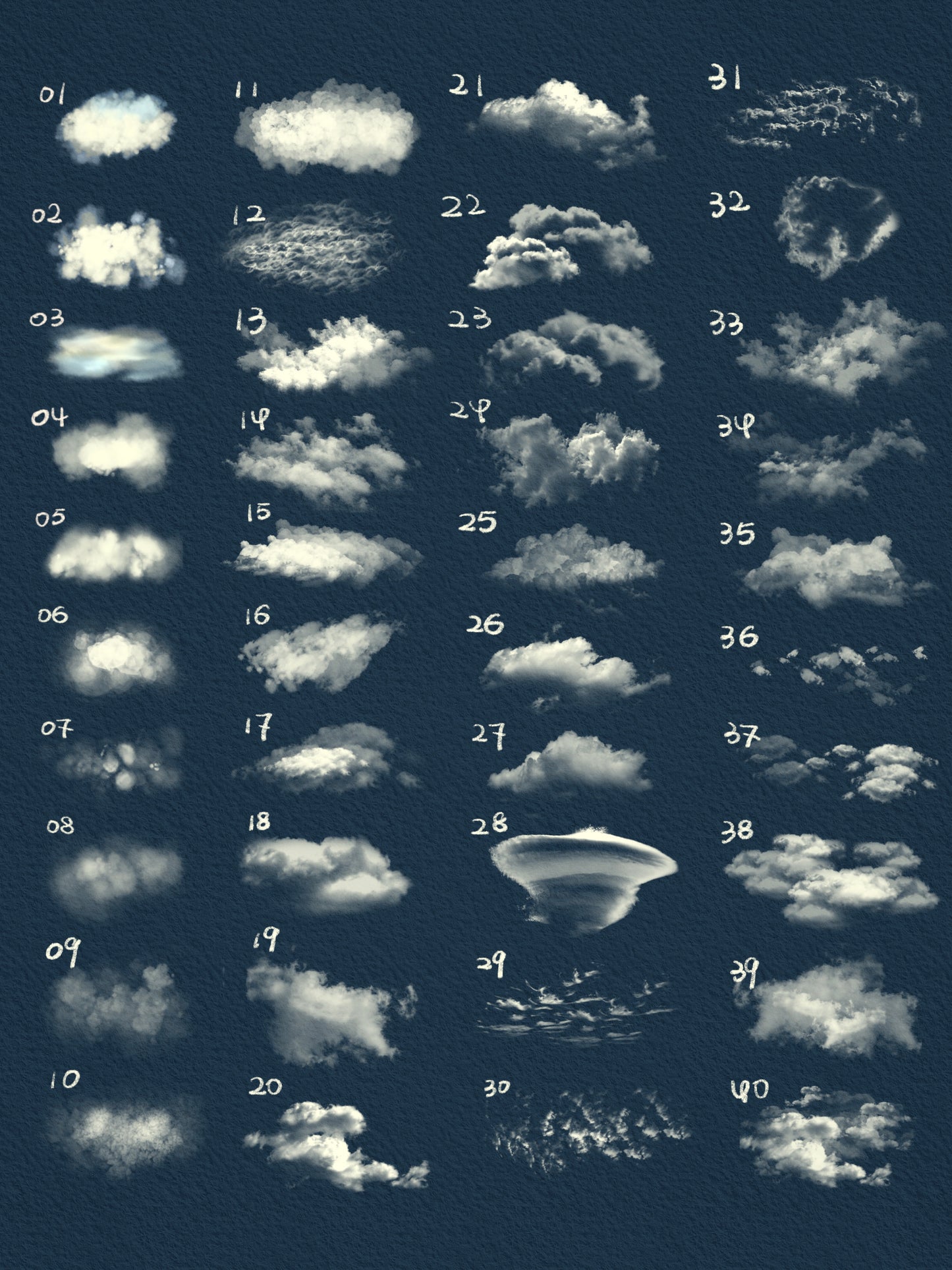 40 Cloud Brushes for Procreate – Soft, Fluffy & Atmospheric